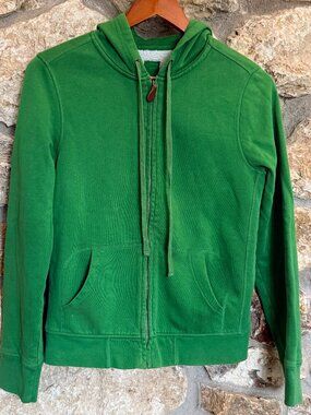 J. Crew Kelly Green Vintage Fleece Zip Up Hooded Sweatshirt sz M